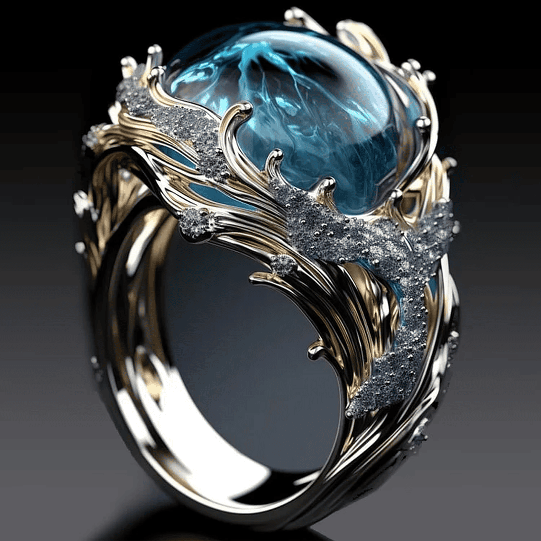 Vintage Ozean-Kristall-Ring