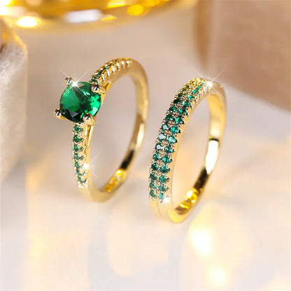 Duo Ringset mit Smaragd in Gold