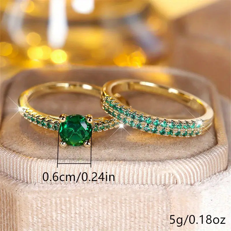 Duo Ringset mit Smaragd in Gold