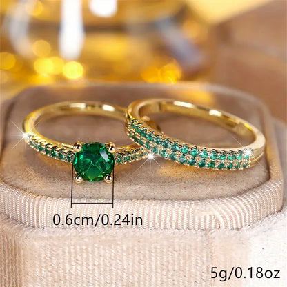 Duo Ringset mit Smaragd in Gold