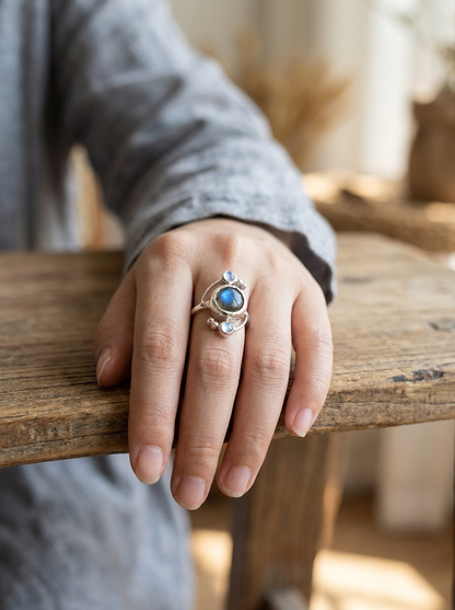 Ring Blauer Ozean mit elegantem Glanz