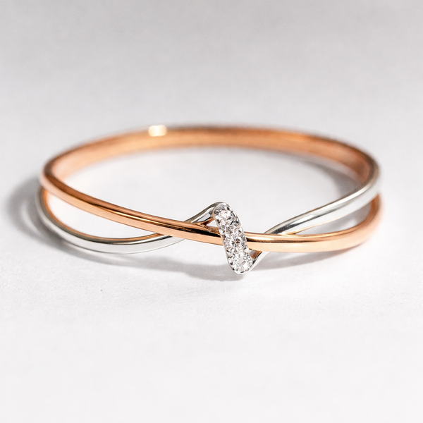 Geflochtener Vintage Ring in Gold und Silber