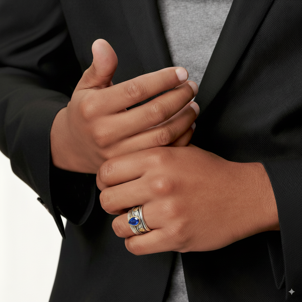 Vintage Silberring mit blauem Kristall