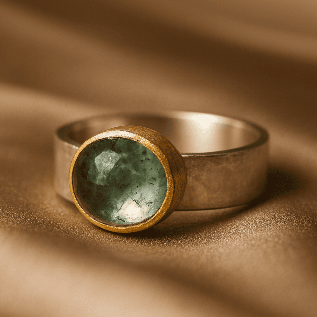 Vintage grüner Ring mit rundem Stein