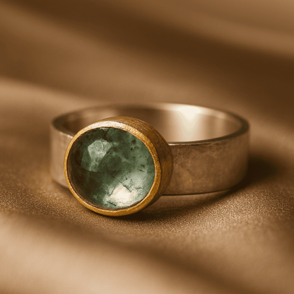 Vintage grüner Ring mit rundem Stein