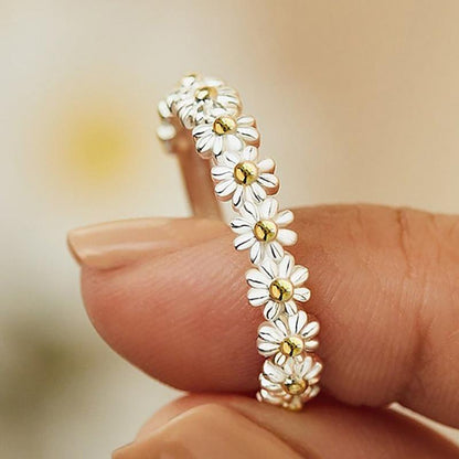 Silberring Margerite mit Emaille