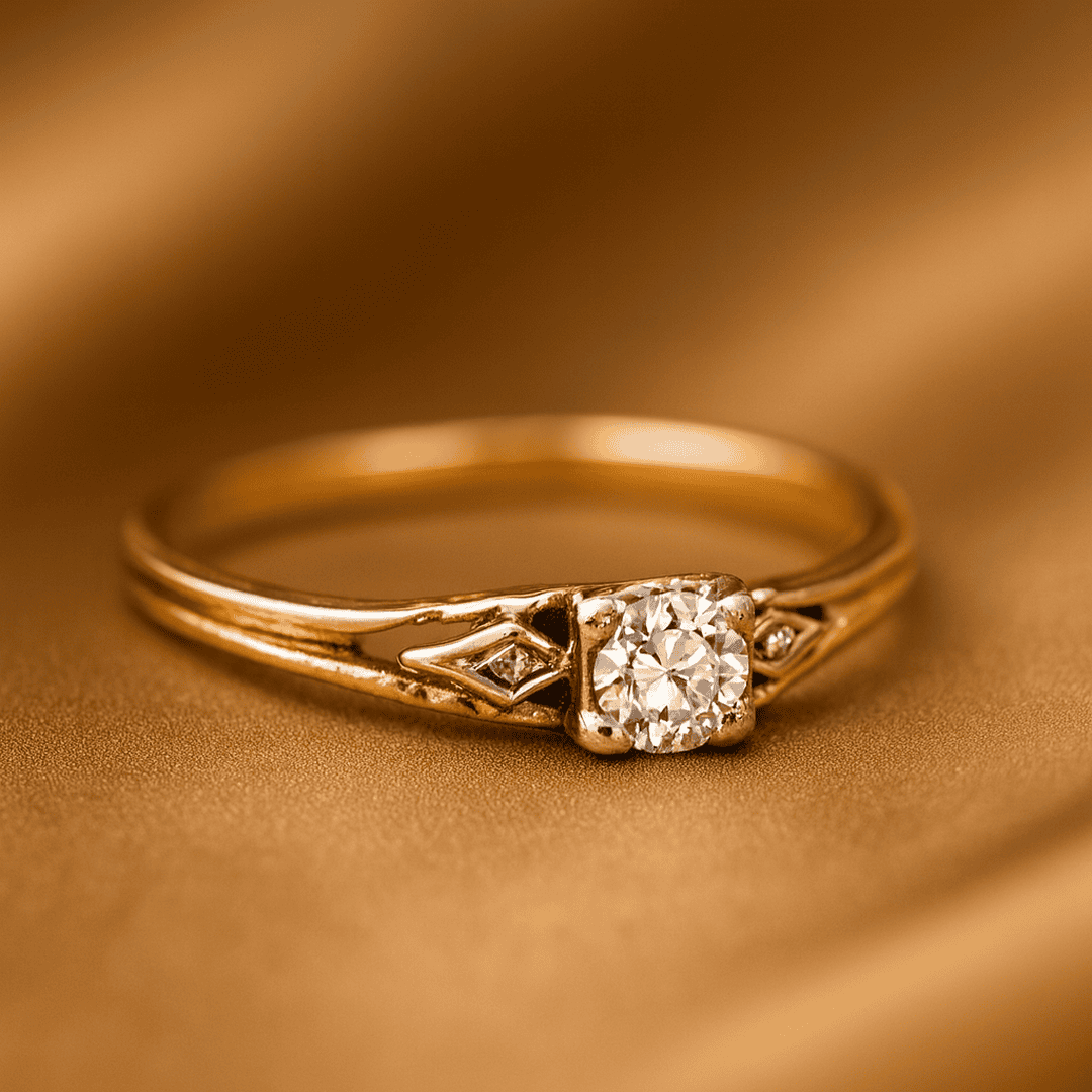 Klassischer Vintage Gold Zirkonia Ring