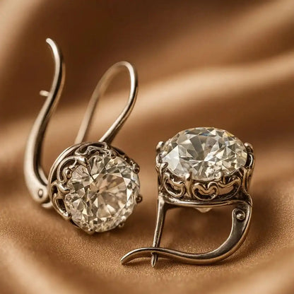 Luxuriöse Vintage Silber-Zirkonia-Ohrringe