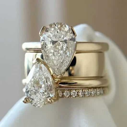 Vintage Ring mit doppeltem Zirkonia Tropfen