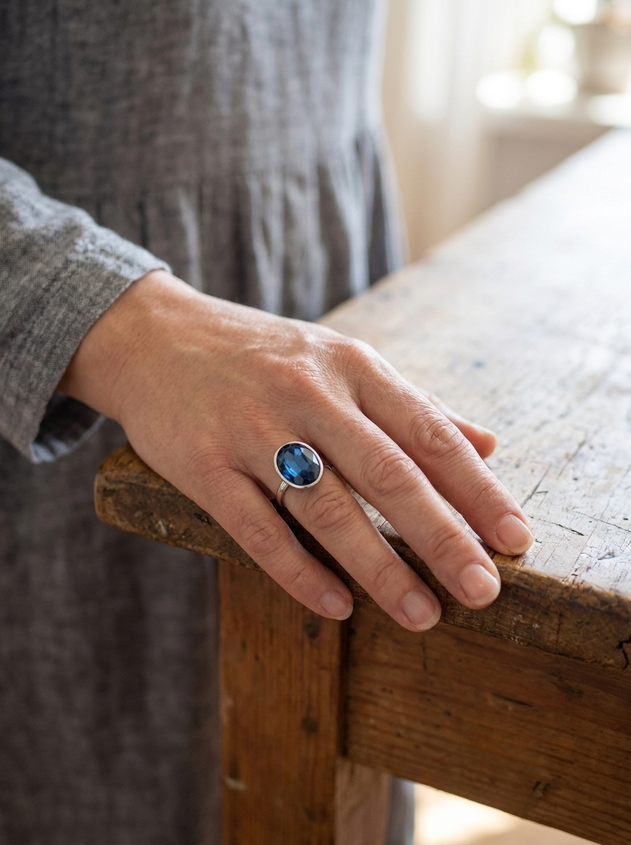 Ring Himmelblau im Vintage Glanz