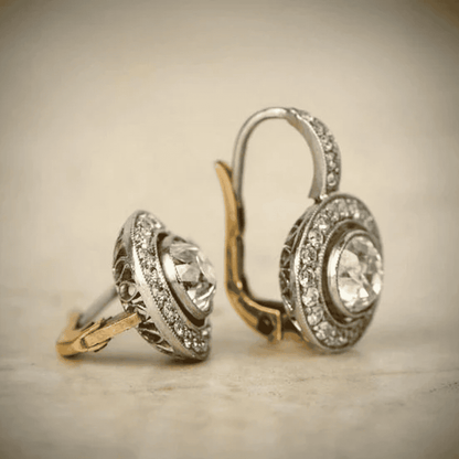 Vintage Gold und Silber Kristall Ohrringe