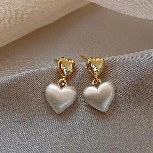 Elegante Gold Perlen Herz Ohrringe