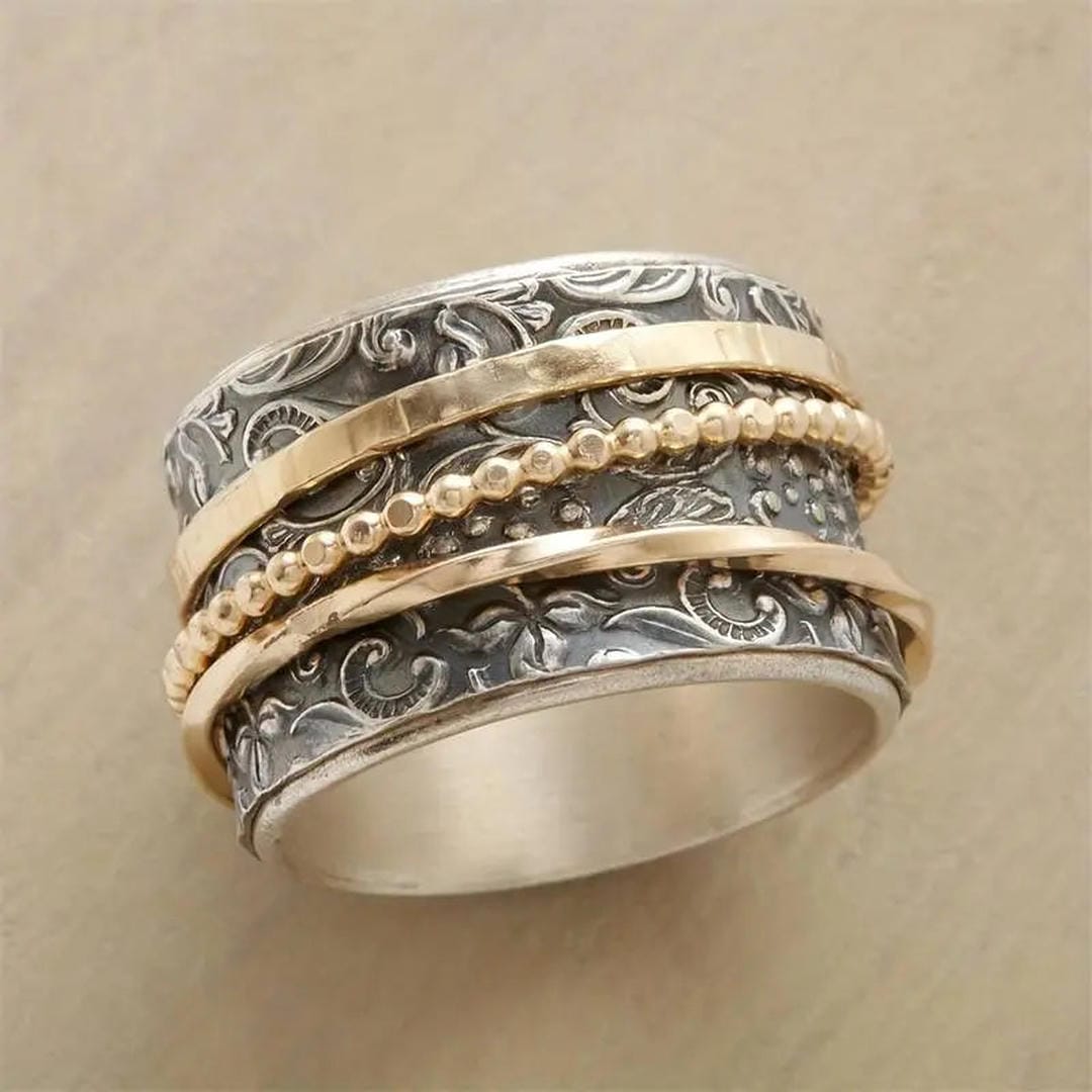 Vintage antiker Ring in Gold & Silber
