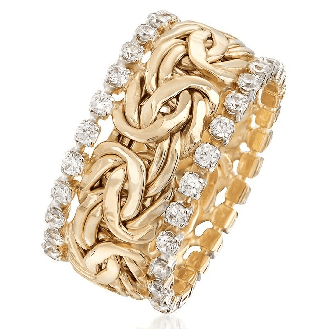 Vintage geflochtener Gold-Zirkonia-Ring