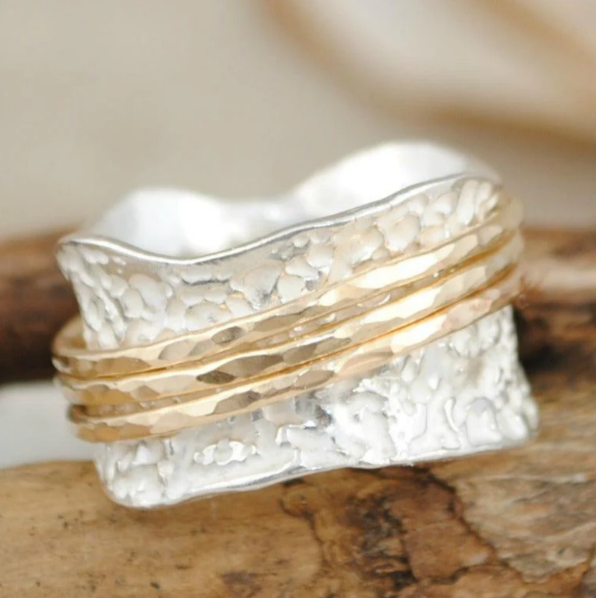 Drehring Duo in Gold und Silber