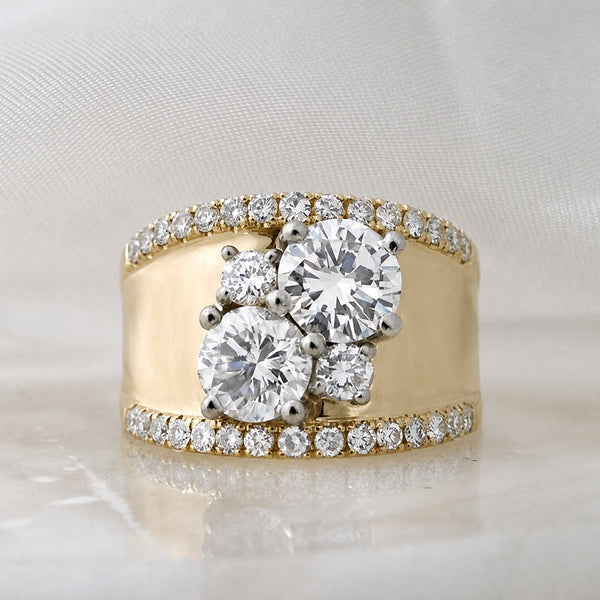 Vintage goldener strahlender Zirkonia-Ring