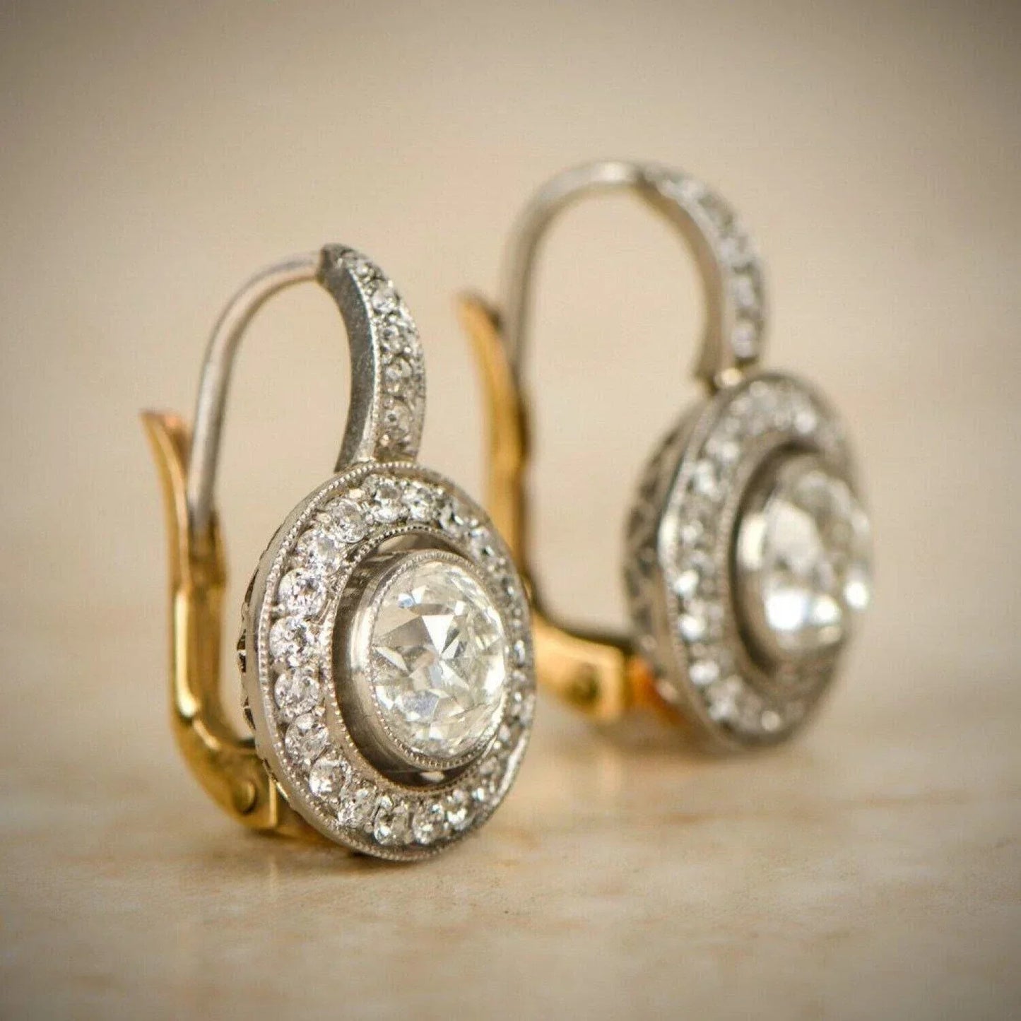 Vintage Gold und Silber Kristall Ohrringe